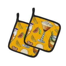 Load image into Gallery viewer, Drinks and Cocktails Gold Pot Holders - Set of 2 - Heat-Resistant Kitchen Essentials BB5202PTHD