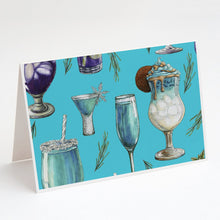 Load image into Gallery viewer, Drinks and Cocktails Blue Greeting Cards -  Blank Note Cards – 8-Pack of Artist-Designed Cards with Envelopes