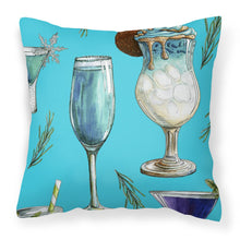 Load image into Gallery viewer, Drinks and Cocktails Blue Fabric Decorative Pillow BB5203PW1818