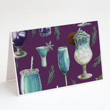 Load image into Gallery viewer, Drinks and Cocktails Purple Greeting Cards -  Blank Note Cards – 8-Pack of Artist-Designed Cards with Envelopes