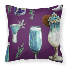 Load image into Gallery viewer, Drinks and Cocktails Purple Fabric Decorative Pillow BB5204PW1818