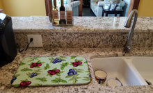 Load image into Gallery viewer, Berries in Green Dish Drying Mat – Absorbent, Artistic Kitchen Essentials BB5208DDM