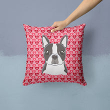 Load image into Gallery viewer, Boston Terrier Hearts Throw Pillow - 14x14 Decorative Pillow – Art for Your Home &amp; Patio BB5273PW1414