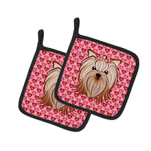 Load image into Gallery viewer, Yorkie Yorkishire Terrier Hearts Pot Holders - Set of 2 - Heat-Resistant Kitchen Essentials BB5274PTHD