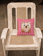 Load image into Gallery viewer, Yorkie Yorkishire Terrier Hearts Fabric Decorative Pillow BB5274PW1818