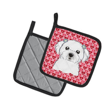 Load image into Gallery viewer, Maltese Hearts Pot Holders - Set of 2 - Heat-Resistant Kitchen Essentials BB5278PTHD
