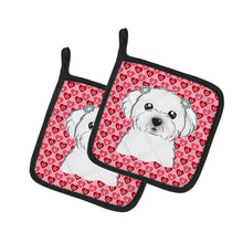 Load image into Gallery viewer, Maltese Hearts Pot Holders - Set of 2 - Heat-Resistant Kitchen Essentials BB5278PTHD