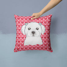 Load image into Gallery viewer, Maltese Hearts Throw Pillow - 14x14 Decorative Pillow – Art for Your Home &amp; Patio BB5278PW1414