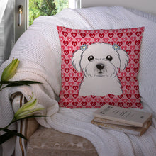Load image into Gallery viewer, Maltese Hearts Throw Pillow - 14x14 Decorative Pillow – Art for Your Home &amp; Patio BB5278PW1414