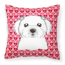 Load image into Gallery viewer, Maltese Hearts Fabric Decorative Pillow BB5278PW1818