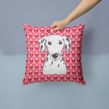 Load image into Gallery viewer, Dalmatian Hearts Throw Pillow - 14x14 Decorative Pillow – Art for Your Home &amp; Patio BB5280PW1414