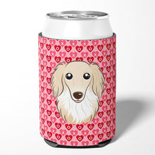 Load image into Gallery viewer, Longhair Creme Dachshund Hearts Can or Bottle Hugger BB5282CC