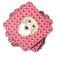 Load image into Gallery viewer, Longhair Creme Dachshund Hearts Foam Coaster  BB5282FC