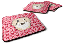 Load image into Gallery viewer, Longhair Creme Dachshund Hearts Foam Coaster  BB5282FC