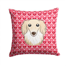 Load image into Gallery viewer, Longhair Creme Dachshund Hearts Throw Pillow - 14x14 Decorative Pillow – Art for Your Home &amp; Patio BB5282PW1414