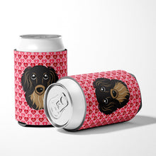 Load image into Gallery viewer, Longhair Black and Tan Dachshund Hearts Can or Bottle Hugger BB5283CC