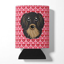 Load image into Gallery viewer, Longhair Black and Tan Dachshund Hearts Can or Bottle Hugger BB5283CC