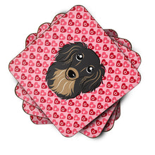 Load image into Gallery viewer, Longhair Black and Tan Dachshund Hearts Foam Coaster  BB5283FC
