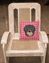 Load image into Gallery viewer, Longhair Black and Tan Dachshund Hearts Fabric Decorative Pillow BB5283PW1818