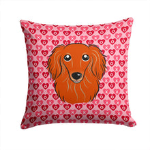 Load image into Gallery viewer, Longhair Red Dachshund Hearts Throw Pillow - 14x14 Decorative Pillow – Art for Your Home &amp; Patio BB5284PW1414