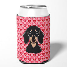 Load image into Gallery viewer, Smooth Black and Tan Dachshund Hearts Can or Bottle Hugger BB5285CC