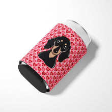 Load image into Gallery viewer, Smooth Black and Tan Dachshund Hearts Can or Bottle Hugger BB5285CC