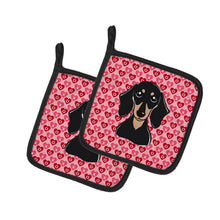 Load image into Gallery viewer, Smooth Black and Tan Dachshund Hearts Pot Holders - Set of 2 - Heat-Resistant Kitchen Essentials BB5285PTHD