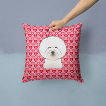 Load image into Gallery viewer, Bichon Frise Hearts Throw Pillow - 14x14 Decorative Pillow – Art for Your Home &amp; Patio BB5287PW1414