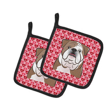 Load image into Gallery viewer, English Bulldog  Hearts Pot Holders - Set of 2 - Heat-Resistant Kitchen Essentials BB5289PTHD