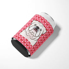 Load image into Gallery viewer, White English Bulldog  Hearts Can or Bottle Hugger BB5290CC