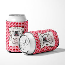 Load image into Gallery viewer, White English Bulldog  Hearts Can or Bottle Hugger BB5290CC