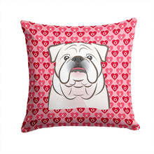 Load image into Gallery viewer, White English Bulldog  Hearts Throw Pillow - 14x14 Decorative Pillow – Art for Your Home &amp; Patio BB5290PW1414