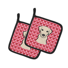 Load image into Gallery viewer, Yellow Labrador Hearts Pot Holders - Set of 2 - Heat-Resistant Kitchen Essentials BB5292PTHD