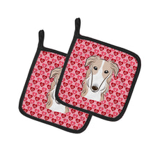 Load image into Gallery viewer, Borzoi Hearts Pot Holders - Set of 2 - Heat-Resistant Kitchen Essentials BB5298PTHD