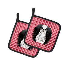 Load image into Gallery viewer, Japanese Chin Hearts Pot Holders - Set of 2 - Heat-Resistant Kitchen Essentials BB5300PTHD