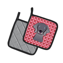Load image into Gallery viewer, Weimaraner Hearts Pot Holders - Set of 2 - Heat-Resistant Kitchen Essentials BB5301PTHD