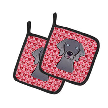 Load image into Gallery viewer, Weimaraner Hearts Pot Holders - Set of 2 - Heat-Resistant Kitchen Essentials BB5301PTHD
