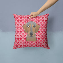 Load image into Gallery viewer, Wirehaired Dachshund Hearts Throw Pillow - 14x14 Decorative Pillow – Art for Your Home &amp; Patio BB5303PW1414
