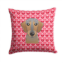 Load image into Gallery viewer, Wirehaired Dachshund Hearts Throw Pillow - 14x14 Decorative Pillow – Art for Your Home &amp; Patio BB5303PW1414