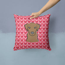 Load image into Gallery viewer, Chocolate Labrador Hearts Throw Pillow - 14x14 Decorative Pillow – Art for Your Home &amp; Patio BB5304PW1414