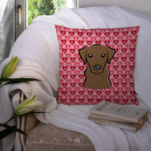 Load image into Gallery viewer, Chocolate Labrador Hearts Throw Pillow - 14x14 Decorative Pillow – Art for Your Home &amp; Patio BB5304PW1414