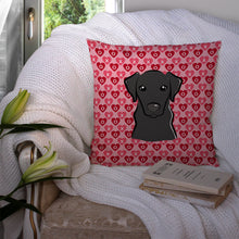 Load image into Gallery viewer, Black Labrador Hearts Throw Pillow - 14x14 Decorative Pillow – Art for Your Home &amp; Patio BB5305PW1414