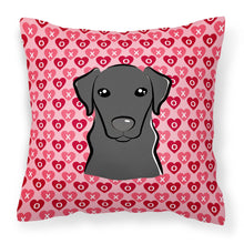 Load image into Gallery viewer, Black Labrador Hearts Fabric Decorative Pillow BB5305PW1818