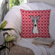 Load image into Gallery viewer, Italian Greyhound Hearts Throw Pillow - 14x14 Decorative Pillow – Art for Your Home &amp; Patio BB5306PW1414