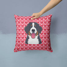 Load image into Gallery viewer, Bernese Mountain Dog Hearts Throw Pillow - 14x14 Decorative Pillow – Art for Your Home &amp; Patio BB5307PW1414