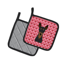 Load image into Gallery viewer, Min Pin Hearts Pot Holders - Set of 2 - Heat-Resistant Kitchen Essentials BB5310PTHD
