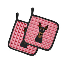 Load image into Gallery viewer, Min Pin Hearts Pot Holders - Set of 2 - Heat-Resistant Kitchen Essentials BB5310PTHD