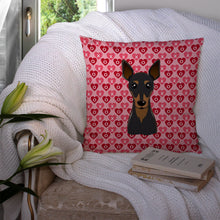 Load image into Gallery viewer, Min Pin Hearts Throw Pillow - 14x14 Decorative Pillow – Art for Your Home &amp; Patio BB5310PW1414