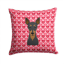 Load image into Gallery viewer, Min Pin Hearts Throw Pillow - 14x14 Decorative Pillow – Art for Your Home &amp; Patio BB5310PW1414
