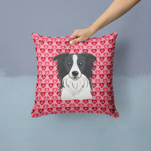 Load image into Gallery viewer, Border Collie Hearts Throw Pillow - 14x14 Decorative Pillow – Art for Your Home &amp; Patio BB5311PW1414